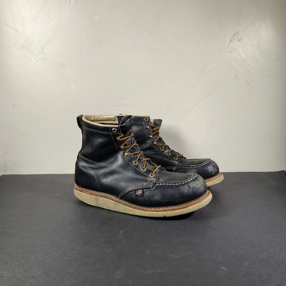 Thorogood Boots Mens 11 D Black Leather American Heritage Moc Toe Work 804-6201